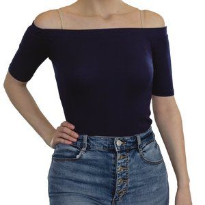 ✨ U2B Dark Blue Off The Shoulder Bodysuit